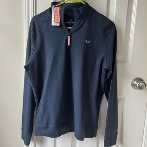 Vineyard Vines Quarter Zip Cotton Pullover Navy Women M NWT